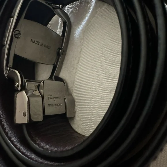 Men Ferragamo Leather Belt - Size 36-38 - Picture 5 of 8